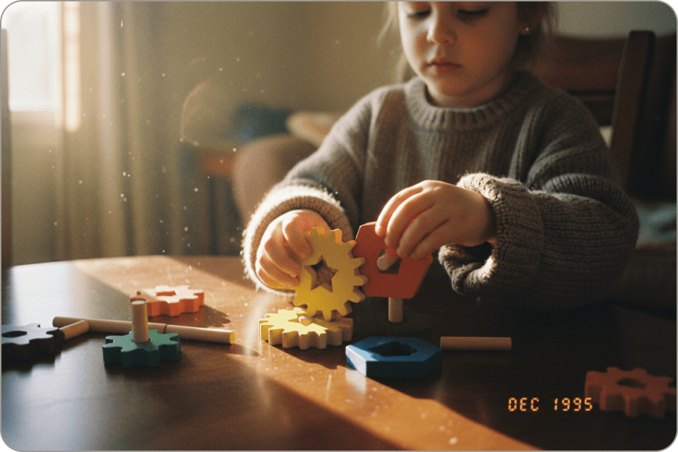 Child building with colorful blocks